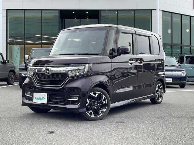 ホンダ Ｎ ＢＯＸ カスタム G EX ターボ ホンダセンシング 長野県 2020(令2)年 4.4万km プレミアムベルベットパープル・パール ホンダセンシング/・衝突軽減ブレーキシステム/・誤発進抑制機能/・後方誤発進抑制機能/・歩行者事故低減ステアリング/・先行車発進お知らせ機能/・標識認識機能/・路外逸脱抑制機能/・アダプティブクルーズコントロール/・車線維持支援システム/・パーキングセンサー/純正8インチナビ【VXU-207NBi】/(CD/DVD/フルセグTV/BT)/バックカメラ/ビルトインETC/ドライブレコーダー/セーフティレーダー（AR-2)/両側パワースライドドア/ハーフレザーシート/シートヒーター（D・N席）/革巻きステアリング/パドルシフト/ステアリングスイッチ/LEDヘッドライト/フォグランプ/オートライト/スマートキー/Pスタート/電動格納ミラー/ドアバイザー/純正15インチAW