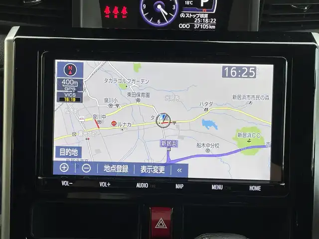 トヨタ ルーミー カスタムG－T 愛媛県 2020(令2)年 3.8万km ブラックマイカメタリック 純正9型ナビ(フルセグTV/BT)/両側パワースライドドア/バックカメラ/スマートアシスト/クルーズコントロール/クリアランスソナー/衝突被害軽減装置/車線逸脱防止装置/LEＤヘッドライト/オートライト/ドライブレコーダー/ETC2.0/後席サンシェイド/電格ミラー/ステアリングリモコン/シガーソケット/純正ドアバイザー/現状サマー(純正AW)(175/65/R15)/GOODYEAR EfficientGrip ECO EG02/禁煙車