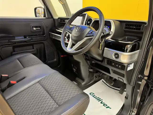 スズキ スペーシア カスタム HYBRID XS ターボ 群馬県 2021(令3)年 9万km ブルーイッシュブラックパール3 スズキセーフティサポート/・デュアルカメラブレーキサポート/・誤発進抑制機能/・後退時ブレーキサポート/・後方誤発進抑制機能/・車線逸脱警報機能/・ふらつき警報機能/・標識認識機能/・先行車発進お知らせ機能/・ハイビームアシスト/・すれ違い支援機能/・アダプティブクルーズコントロール/純正ナビ/　フルセグ/BT/CD/DVD/両側パワースライドドア/シートヒーター/ハーフレザーシート/LEDヘッドライト/フォグランプ/パドルシフト/ステアリングスイッチ/プッシュスタート/スマートキー/純正15インチAW