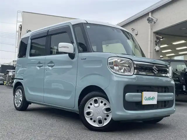 スズキ スペーシア HYBRID X 和歌山県 2021(令3)年 1.9万km オフブルーメタリック/ホワイト2トーン ワンオーナー/社外メモリーナビ・フルセグTV/　CD・DVD・Bluetooth/全方位カメラ/両側パワースライドドア/ACC/HUD/パーキングセンサー/LKA/LEDヘッドライト/運転席シートヒーター/スマートキー/ETC/保証書/取扱説明書