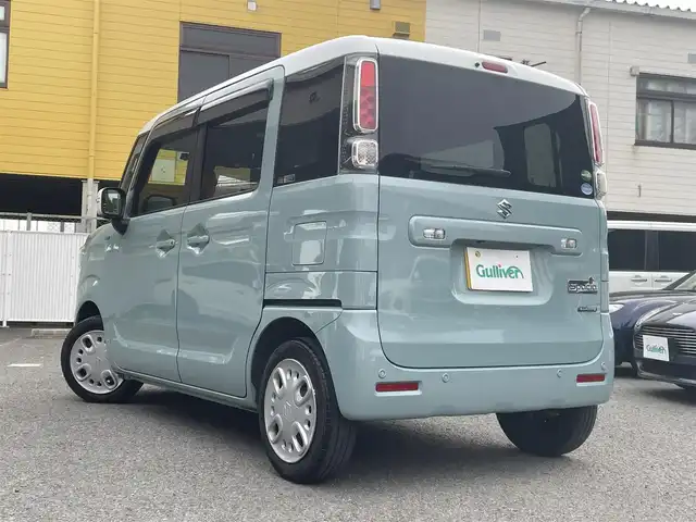 スズキ スペーシア HYBRID X 和歌山県 2021(令3)年 1.9万km オフブルーメタリック/ホワイト2トーン ワンオーナー/社外メモリーナビ・フルセグTV/　CD・DVD・Bluetooth/全方位カメラ/両側パワースライドドア/ACC/HUD/パーキングセンサー/LKA/LEDヘッドライト/運転席シートヒーター/スマートキー/ETC/保証書/取扱説明書