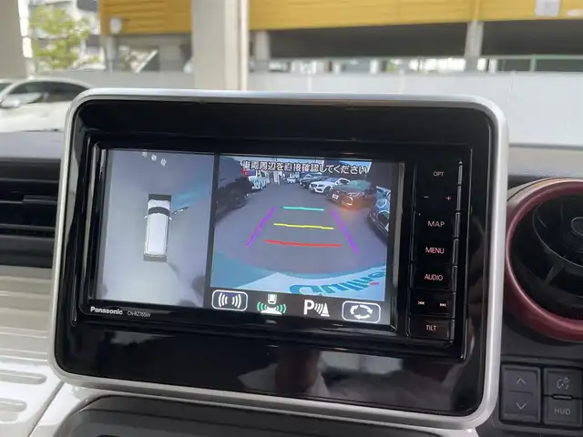 スズキ スペーシア HYBRID X 和歌山県 2021(令3)年 1.9万km オフブルーメタリック/ホワイト2トーン ワンオーナー/社外メモリーナビ・フルセグTV/　CD・DVD・Bluetooth/全方位カメラ/両側パワースライドドア/ACC/HUD/パーキングセンサー/LKA/LEDヘッドライト/運転席シートヒーター/スマートキー/ETC/保証書/取扱説明書