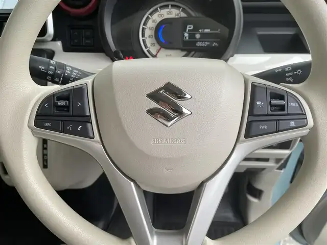 スズキ スペーシア HYBRID X 和歌山県 2021(令3)年 1.9万km オフブルーメタリック/ホワイト2トーン ワンオーナー/社外メモリーナビ・フルセグTV/　CD・DVD・Bluetooth/全方位カメラ/両側パワースライドドア/ACC/HUD/パーキングセンサー/LKA/LEDヘッドライト/運転席シートヒーター/スマートキー/ETC/保証書/取扱説明書