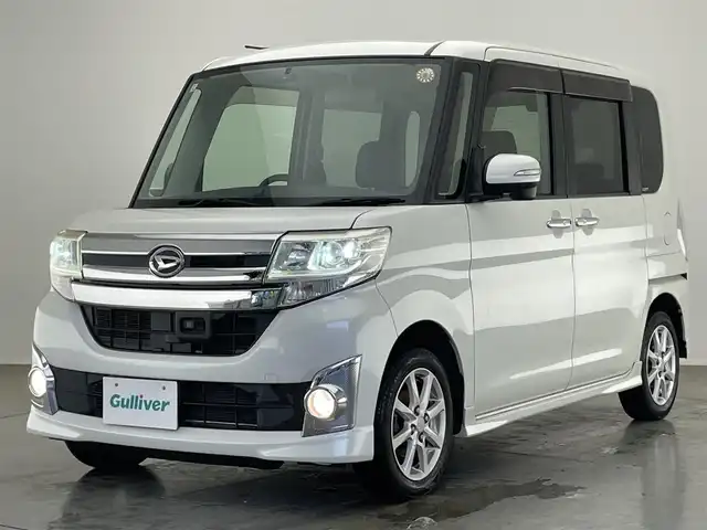 ダイハツ タント カスタム X SA 愛知県 2013(平25)年 8.4万km パールホワイトⅢ 純正８型ナビ　フルセグＴＶ　Ｂｌｕｅｔｏｏｔｈ　バックドア　パワースライドドア　ＥＴＣ　スマアシ　衝突軽減　ＬＥＤオートライト　フォグランプ　ＣＤ　ＤＶＤ　ＵＳＢ　リアシェード　プッシュスタート　禁煙