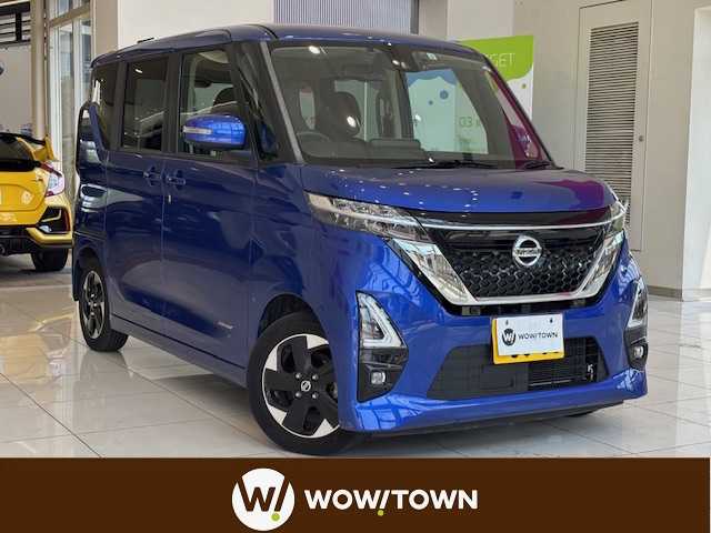 日産 ルークス ハイウェイスター X 埼玉県 2021(令3)年 3.8万km アトランティックブルー エマージェンシーブレーキ　/純正9インチメモリナビ/　　CD/DVD/BT/フルセグ/アラウンドビューモニター /両側パワースライドドア /LEDオートライト /純正14インチアルミホイール /ステアリングスイッチ /純正ETC