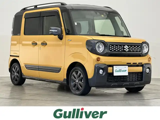 スズキ スペーシア ギア HYBRID XZ 滋賀県 2023(令5)年 2.3万km アクティブイエロー/ガンメタリック2トーン 純正8インチナビ/両側パワースライドドア/追従クルーズコントロール/全方位カメラ・バックカメラ/コーナーセンサー/LEDヘッドライト/シートヒーター/CD/DVD/SD/Bluetooth/フルセグ/ヘッドアップディスプレイ/スマートキー/ETC/スペアキー