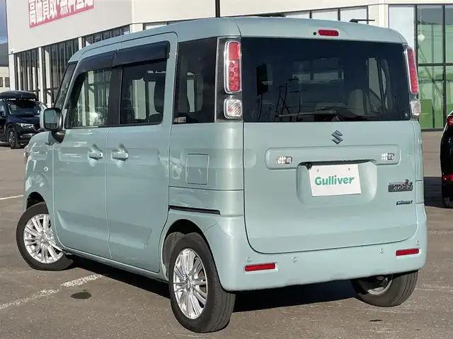 スズキ スペーシア HYBRID X 道南・函館 2018(平30)年 5.8万km オフブルーM /社外ナビ//フルセグＴＶ//シートヒーター//バックカメラ//両側パワースライドドア//衝突被害軽減ブレーキ//車線逸脱警報//コーナーセンサー//オートハイビーム//アイドリングストップ//プッシュスタート//スマートキ