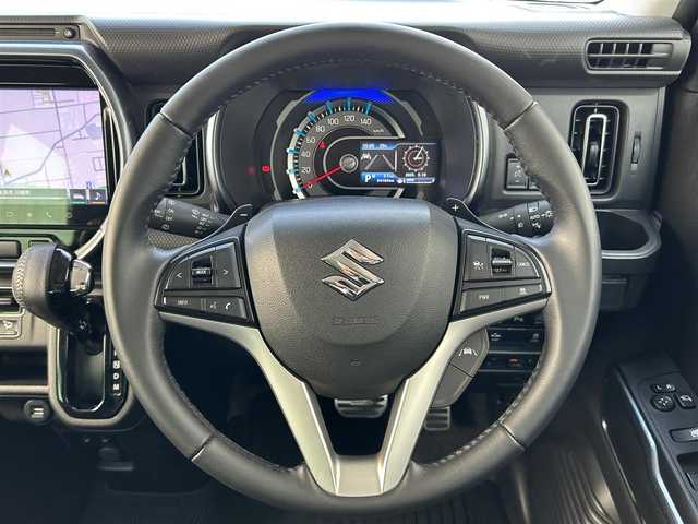 スズキ ハスラー Jスタイル ターボ 滋賀県 2021(令3)年 3.5万km デニムブルー ガンメタリック 2トーン ガソリン（ハイブリッド）/2WD(FF)/CVT/９インチ純正ナビ/(FM/AM/CD/DVD/フルセグ/Bluetooth)/ETC/前後ドライブレコーダー/全方位カメラ/バックカメラ/デュアルカメラブレーキサポート/踏み間違い防止アシスト	/レーンキープアシスト	/アダプティブクルーズコントロール/運転席・助手席シートヒーター/電動格納ミラー/アイドリングストップ/革巻きステアリング/ステアリングスイッチ/パドルシフト/オートライト/LEDヘッドライト/フロントフォグ/フルオートエアコン/プッシュスタート/スマートキー/スペアキー/純正フロアマット