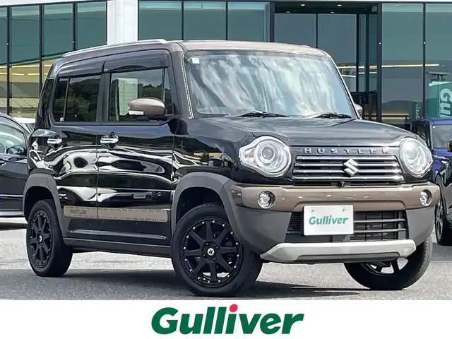 スズキ ハスラー ワンダラー 島根県 2019(令1)年 8.1万km ブルーイッシュブラックパール3/ウッディブラウン2トーンルーフ 登録時走行距離80303km/純正8インチナビ/フルセグテレビ/全周囲カメラ/デュアルカメラブレーキサポート/レーンキープアシスト/ハーフレザーシート/前席シートヒーター/プッシュスタート/スマートキー/HID/オートライト/フォグランプ/ルーフレール