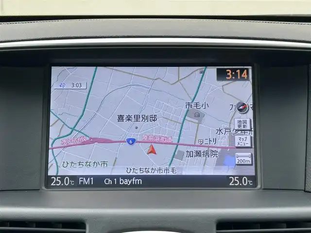 日産 フーガ ハイブリッド 茨城県 2014(平26)年 2.5万km エターナルスノーホワイト 純正メーカーHDDナビ/　フルセグ/AM/FM/CD/DVD/バックカメラ/パワーバックドア/黒革シート/前席シートヒーター/前席エアシート/ビルトインETC/前方ドライブレコーダー/パワシート/クルーズコントロール/クリアランソナー/純正フロアマット/純正ドアバイザー/プッシュスタート/スペアキー