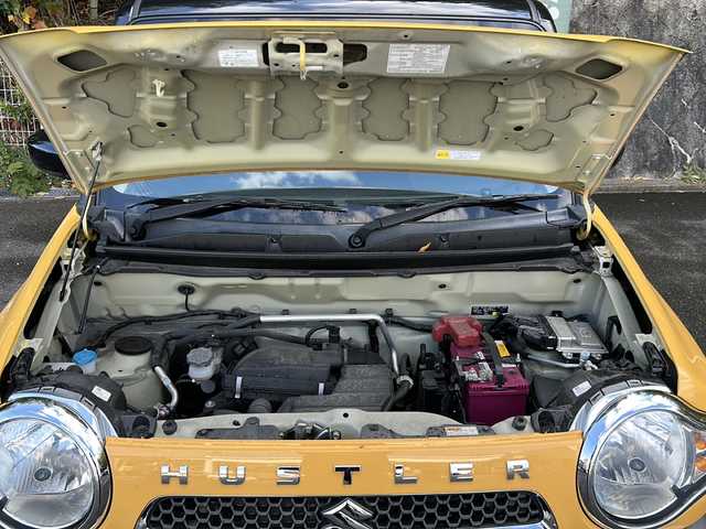 スズキ ハスラー G 京都府 2018(平30)年 2.4万km アクティブイエロー/ブラック2トーンルーフ ワンオーナー/純正ナビ/・ワンセグTV/CD/AM/FM/・バックカメラ/ドライブレコーダー前後/ETC/プッシュスタート/シートヒーター/アイドリングストップ/電格ミラー/衝突軽減/横滑り防止/純正ドアバイザー/純正フロアマット/保証書/取説/スマートキースペア×１