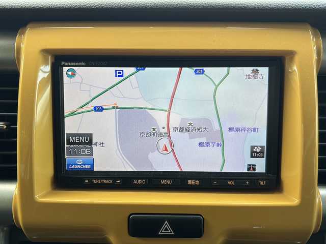 スズキ ハスラー G 京都府 2018(平30)年 2.4万km アクティブイエロー/ブラック2トーンルーフ ワンオーナー/純正ナビ/・ワンセグTV/CD/AM/FM/・バックカメラ/ドライブレコーダー前後/ETC/プッシュスタート/シートヒーター/アイドリングストップ/電格ミラー/衝突軽減/横滑り防止/純正ドアバイザー/純正フロアマット/保証書/取説/スマートキースペア×１