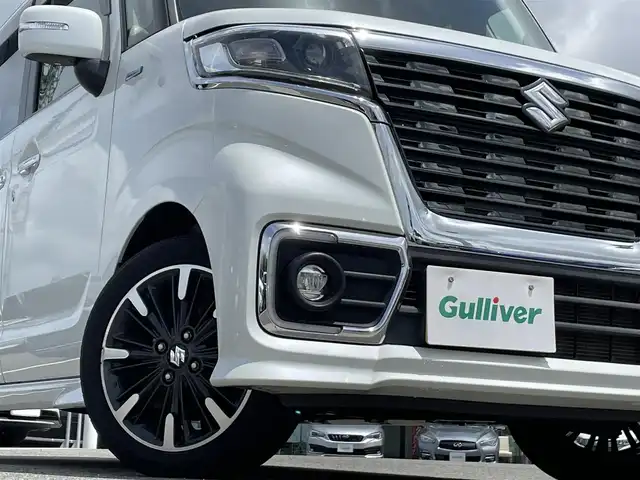 スズキ スペーシア カスタム HYBRID XS 佐賀県 2018(平30)年 5.5万km ピュアホワイトP 衝突被害軽減システム/レーンキープアシスト/オートハイビーム/社外SDナビ/フルセグTV　CD DVD　SD　BT/バックカメラ/ドライブレコーダー/ETC/両側パワースライドドア/D席シートヒーター/革巻きステアリング/ステアリングリモコン/純正15インチアルミホイール/純正LEDヘッドライト/後席用サンシェード/ウィンカーミラー/ドアバイザ―/プッシュスタート