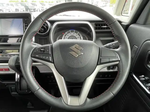 スズキ スペーシア カスタム HYBRID XS 佐賀県 2018(平30)年 5.5万km ピュアホワイトP 衝突被害軽減システム/レーンキープアシスト/オートハイビーム/社外SDナビ/フルセグTV　CD DVD　SD　BT/バックカメラ/ドライブレコーダー/ETC/両側パワースライドドア/D席シートヒーター/革巻きステアリング/ステアリングリモコン/純正15インチアルミホイール/純正LEDヘッドライト/後席用サンシェード/ウィンカーミラー/ドアバイザ―/プッシュスタート