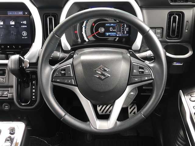 スズキ ハスラー HYBRID X ターボ 愛媛県 2021(令3)年 2.6万km クールカーキPM 4WD/メーカーオプションナビ/・CD/DVD/フルセグTV/・Bluetooth/USB/iPod/全方位カメラ/・バックカメラ/衝突軽減ブレーキ/レーンキープアシスト/レーダークルーズコントロール/コーナーセンサー/ダウンヒルアシスト/ETC2.0/前方ドライブレコーダー/前座席シートヒーター/パドルシフト/LEDオートライト/プッシュスタート/アイドリングストップ/ISOFIX