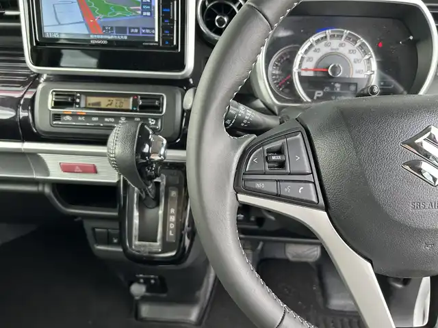 スズキ スペーシア カスタム HYBRID XS 栃木県 2022(令4)年 4.2万km ピュアホワイトパール/ブラック2トーン スズキセーフティサポート/純正メモリナビ/フルセグTV/DVD/Bluetooth/USB/バックカメラ/ETC/レーダークルーズコントロール/両側パワースライドドア/コーナーセンサー/ハーフレザーシート/シートヒーター/ヘッドアップディスプレイ/LEDオートライト/フォグランプ/リアサーキュレーター/ロールサンシェード