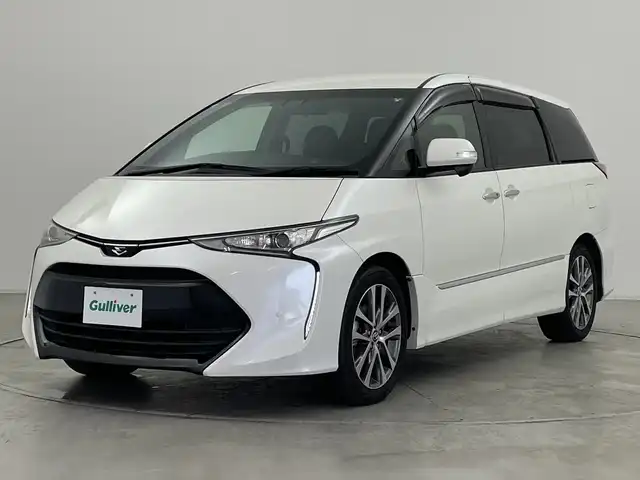 トヨタ エスティマ アエラス プレミアム 群馬県 2017(平29)年 7.7万km ホワイトパールクリスタルシャイン 純正１０型ナビ　純正１２型後席モニター　バックカメラ　衝突被害軽減ブレーキ　両側電動スライド　クルーズコントロール　パワーシート　オットマン　ハーフレザーシート　ＥＴＣ２．０　スマートキー　禁煙車