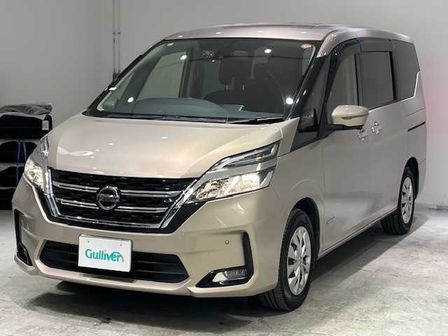 日産 セレナ X V 宮城県 2021(令3)年 5.7万km カシミヤグレージュ インテリジェントエマージェンシーブレーキ/レーンキープアシスト/ブラインドスポットモニター/クリアランスソナー/標識認識機能/純正ナビ/・フルセグTV/Bluetooth/CD/DVD/・アラウンドビューモニター/ETC/前後ドライブレコーダー/純正フリップダウンモニター/両側パワースライドドア/クルーズコントロール/アイドリングストップ/ステアリモコン/プッシュスタート/スマートキー/スペアキー/オートライト/フォグランプ/純正ドアバイザー/純正フロアマット