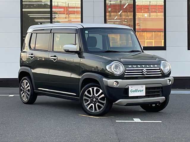 スズキ ハスラー J ブラックインテリアパッケージ 山口県 2019(平31)年 8万km クールカーキパールメタリック/ホワイト2トーンルーフ 純正オーディオ　【PVH-9300DVSZS】/・AM/FM/・Bluetooth接続/バックカメラ/ビルトインETC/衝突軽減システム/レーンキープアシスト/横滑り防止装置/アイドリングストップ/ハーフレザーシート/シートヒーター/USB入力端子/スマートキー/プッシュスタート/スペアキー1本/純正フロアマット/純正15インチアルミホイール/ドアバイザー/ウィンカーミラー/取扱説明書/保証書