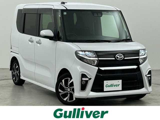 ダイハツ タント カスタム X 福岡県 2021(令3)年 4.9万km シャイニングホワイトパール 純正ナビ（フルセグＴＶ）　/バックカメラ　/ＥＴＣ　/コーナーセンサー　/衝突軽減ブレーキ　/横滑り防止装置　/アイドリングストップ　/両側電動スライドドア　/シートヒーター　/ハーフレザー　/純正１４インチＡＷ　/ＬＥＤ