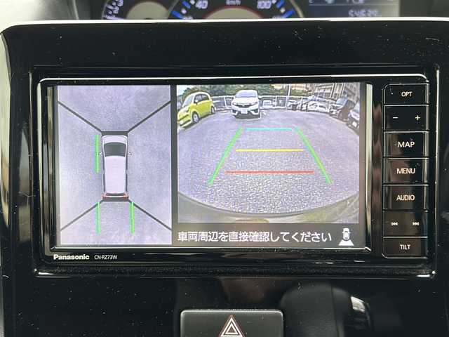 スズキ ワゴンＲ スティングレー HYBRID X 沖縄県 2018(平30)年 5.5万km ブレイブカーキP ワンオーナー/純正ナビ　/　（ＡＭ／ＦＭ／ＣＤ／ＤＶＤ／ＢＴ）　/フルセグＴＶ　/全周囲カメラ　/衝突軽減　/レーンキープ　/シートヒーター　/ＨＵＤ　/LEDヘッドライト/フォグ/オートライト　/純正フロアマット　/純正14インチAW　/スマートキー2本　/前後ドラレコ