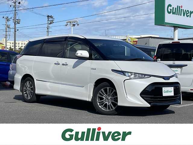 トヨタ エスティマ ハイブリッド アエラス プレミアム G 青森県 2019(令1)年 5.3万km ホワイトパールクリスタルシャイン ４WD/純正ナビ/フルセグTV/CD/DVD/BT/バックモニター/ETC２．０/両側パワスライドドア/パワーバックドア/シートヒーター/クルーズコントロール/スマートキー×２