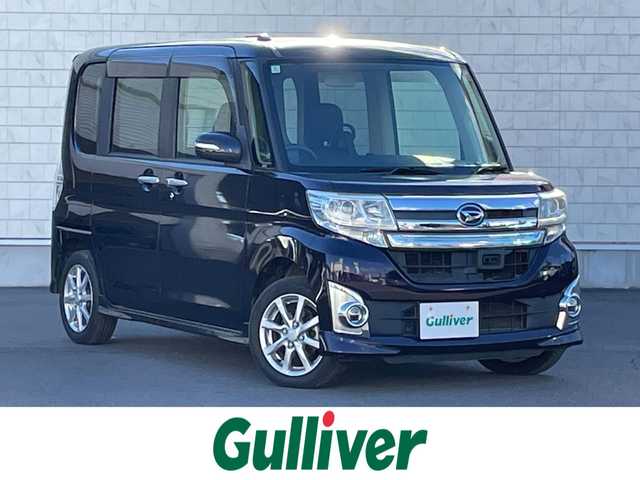 ダイハツ タント カスタム X SA 群馬県 2014(平26)年 10.5万km ナイトシャドーパープルクリスタルM 純正８インチナビ　/純正後席モニター　/フルセグ・Ｂｌｕｅｔｏｏｔｈ・CD・DVD　/バックカメラ　/電動スライドドア　/衝突軽減ブレーキ　/スタッドレス車載/横滑り防止装置　/プッシュスタート　/オートライト　/フロアマット