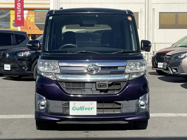 ダイハツ タント カスタム X SA 群馬県 2014(平26)年 10.5万km ナイトシャドーパープルクリスタルM 純正８インチナビ　/純正後席モニター　/フルセグ・Ｂｌｕｅｔｏｏｔｈ・CD・DVD　/バックカメラ　/電動スライドドア　/衝突軽減ブレーキ　/スタッドレス車載/横滑り防止装置　/プッシュスタート　/オートライト　/フロアマット