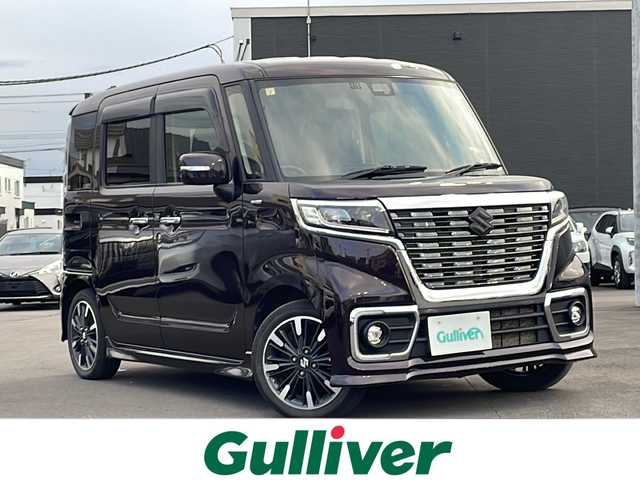 スズキ スペーシア カスタム HYBRID XS ターボ 道北・旭川 2020(令2)年 8.1万km ムーンライトバイオレットPM 4WD/ワンオーナー/社外メモリナビ/ CD/DVD/SD/BT/USB/フルセグ/デュアルセンサーブレーキサポート/レーンキープ /クルーズコントロール/アイドリングストップ/コーナーセンサー /パドルシフト/両側パワースライドドア /オートライト/LEDヘッドライト/フォグライト/シートヒーター /ハーフレザー/サンシェード/サーキュレーター/オートリトラミラー /ミラーヒーター /背面テーブル/純正フロアマット/ドアバイザー/社外14AW冬タイヤ積み込み/カスタム専用テール積み込み