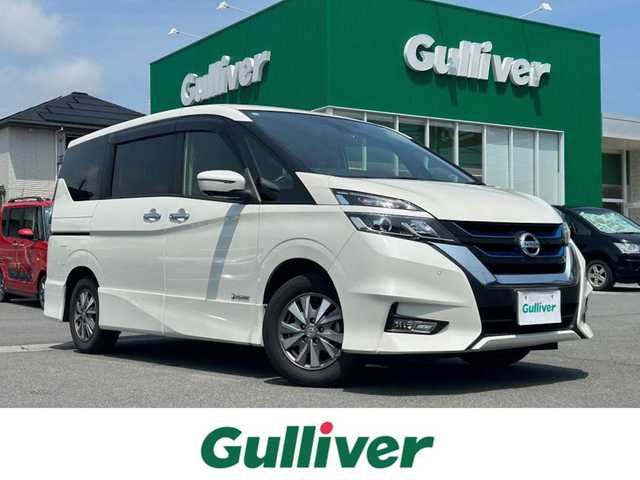 日産 セレナ e－パワー ハイウェイスター V 静岡県 2019(平31)年 6.9万km ブリリアントホワイトパール エンジンスタートボタン/パワーステアリング/パワーウィンドウ/パーキングアシスト/アイドリングストップ/スマートキー/スペアキー１本/Wオートエアコン/クルーズコントロール/フリップダウンモニター/USB入力端子/ETC/全方位カメラ/純正9インチSDナビ（CD/DVD/BT/フルセグ）/ドライブレレコーダー前後/三列シート/ウォークスルー/純正フロアマット/D席N席シートヒーター/両側パワースライドドア/純正アルミホイール/ABS/横滑り防止装置/ナイトビジョン/コーナーセンサー前後/レーンキープアシスト/オートライト/オートマチックハイビーム/LEDヘッドライト/W+サイドエアバック/カーテンエアバック/衝突軽減システム/プロパイロット