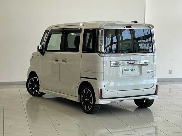 スズキ スペーシア カスタム HYBRID XS 岐阜県 2018(平30)年 4.1万km ピュアホワイトP 4WD/社外SDナビ(MDV-D304W)/CD/ワンセグテレビ/コーナーセンサー/衝突被害軽減ブレーキ/レーンキープアシスト/両側パワースライドドア/ハーフレザーシート/ベンチシート/シートヒーター /LEDヘッドライト/オートライト/オートハイビーム/フォグランプ/スマートキー/プッシュスタート/純正15インチアルミホイール/バックカメラ/ETC