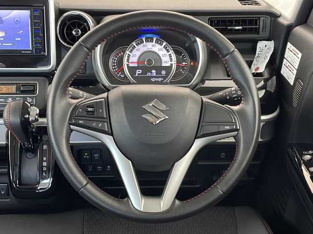 スズキ スペーシア カスタム HYBRID XS 岐阜県 2018(平30)年 4.1万km ピュアホワイトP 4WD/社外SDナビ(MDV-D304W)/CD/ワンセグテレビ/コーナーセンサー/衝突被害軽減ブレーキ/レーンキープアシスト/両側パワースライドドア/ハーフレザーシート/ベンチシート/シートヒーター /LEDヘッドライト/オートライト/オートハイビーム/フォグランプ/スマートキー/プッシュスタート/純正15インチアルミホイール/バックカメラ/ETC