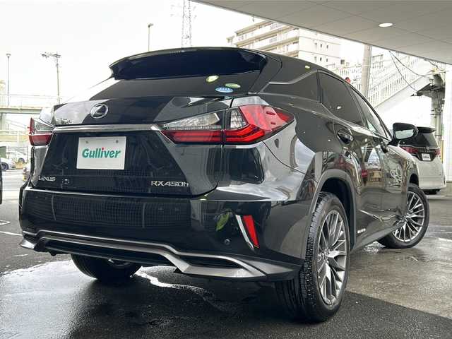 レクサス ＲＸ 450h Fスポーツ 京都府 2016(平28)年 8.9万km グラファイトブラックガラスフレーク 純正ＳＤナビ/フルセグTV/Bluetooth/CD/DVD再生機能　/黒本革シート　/ＨＵＤ　/禁煙　/バックカメラ　/４ＷＤ　/３眼ＬＥＤヘッドライト　/電動格納ウィンカーミラー/オートライト/オートマチックハイビーム/レーダークルーズコントロール　/パドルシフト　/ステアリングスイッチ/ステアリングヒーター/メモリーパワーシート　 /シートヒーター /エアシート /純正AW20インチ