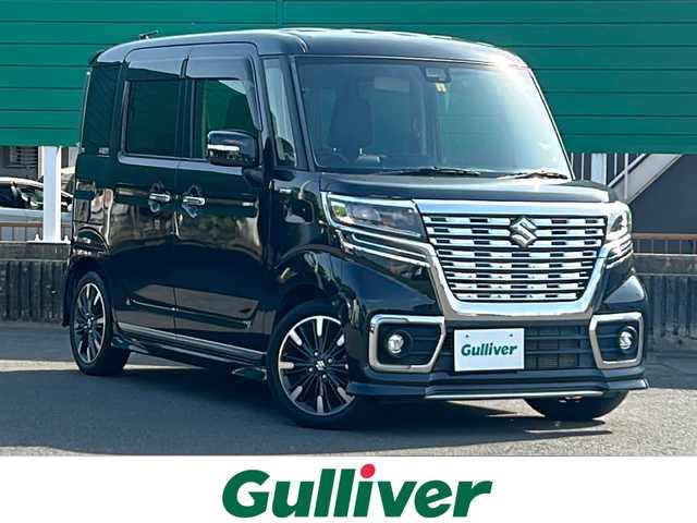 スズキ スペーシア カスタム HYBRID XS ターボ 茨城県 2018(平30)年 4.4万km ブルーイッシュブラックパール3 ワンオーナー/社外ナビゲーション/・フルセグTV/Bluetooth/CD/DVD/両側パワースライドドア/クルーズコントロール/レーンキープアシスト/クリアランスソナー/ハーフレザーシート/シートヒーター/パドルシフト/オートエアコン/オートライト/プッシュスタート/衝突被害軽減ブレーキ/ダブル/サイドエアバック