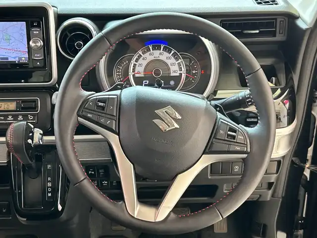 スズキ スペーシア カスタム HYBRID XS ターボ 埼玉県 2018(平30)年 2.4万km ブルーイッシュブラックパール3 スズキセーフティサポート/社外ナビ/　　フルセグTV/Bluetooth/CD/DVD/両側パワースライドドア/クルーズコントロール/レーンキープアシスト/LEDオートライト/ハーフレザーシート/シートヒーター/クリアランスソナー/パドルシフト/オートエアコン/プッシュスタート/禁煙車