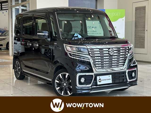 スズキ スペーシア カスタム HYBRID XS ターボ 埼玉県 2018(平30)年 2.4万km ブルーイッシュブラックパール3 スズキセーフティサポート/社外ナビ/　　フルセグTV/Bluetooth/CD/DVD/両側パワースライドドア/クルーズコントロール/レーンキープアシスト/LEDオートライト/ハーフレザーシート/シートヒーター/クリアランスソナー/パドルシフト/オートエアコン/プッシュスタート/禁煙車