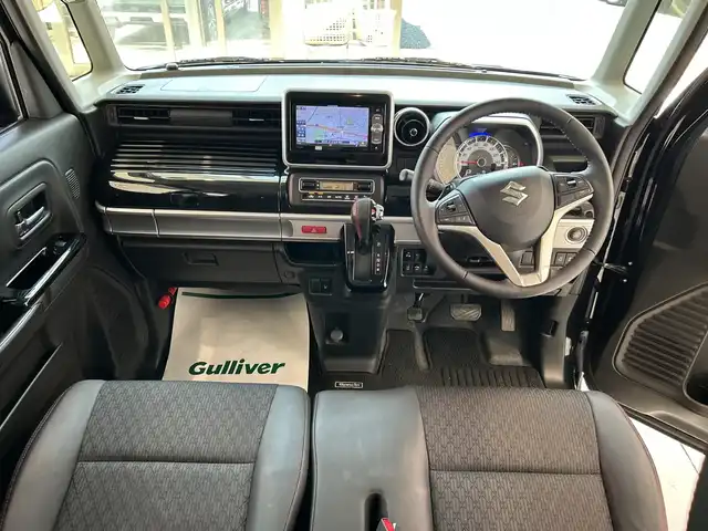 スズキ スペーシア カスタム HYBRID XS ターボ 埼玉県 2018(平30)年 2.4万km ブルーイッシュブラックパール3 スズキセーフティサポート/社外ナビ/　　フルセグTV/Bluetooth/CD/DVD/両側パワースライドドア/クルーズコントロール/レーンキープアシスト/LEDオートライト/ハーフレザーシート/シートヒーター/クリアランスソナー/パドルシフト/オートエアコン/プッシュスタート/禁煙車