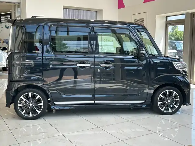 スズキ スペーシア カスタム HYBRID XS ターボ 埼玉県 2018(平30)年 2.4万km ブルーイッシュブラックパール3 スズキセーフティサポート/社外ナビ/　　フルセグTV/Bluetooth/CD/DVD/両側パワースライドドア/クルーズコントロール/レーンキープアシスト/LEDオートライト/ハーフレザーシート/シートヒーター/クリアランスソナー/パドルシフト/オートエアコン/プッシュスタート/禁煙車