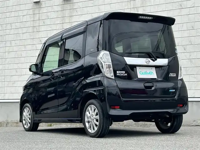 日産 デイズ ルークス ハイウェイスターX 山形県 2014(平26)年 8.1万km ブラック アラウンドビューモニター/左側パワースライドドア/ディスチャージヘッドライト/ETC/ディスプレイオーディオ/Bluetooth/オートライト/リヤサーキュレーター/シートバックテーブル/純正アルミ