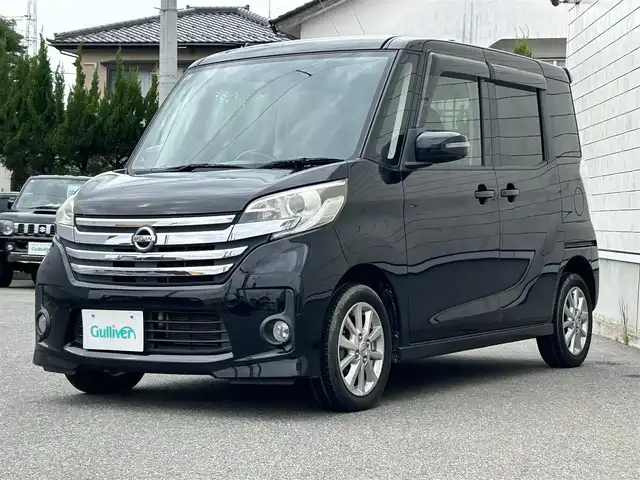 日産 デイズ ルークス ハイウェイスターX 山形県 2014(平26)年 8.1万km ブラック アラウンドビューモニター/左側パワースライドドア/ディスチャージヘッドライト/ETC/ディスプレイオーディオ/Bluetooth/オートライト/リヤサーキュレーター/シートバックテーブル/純正アルミ