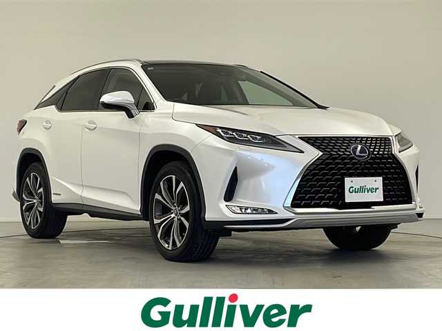 レクサス ＲＸ 450h バージョンL 岐阜県 2020(令2)年 6万km ソニッククォーツ サンルーフ/黒レザーシート/三眼LEDヘッドライト/プリクラッシュセーフティ/レーンキーピングアシスト/オートマチックハイビーム/レーダークルーズコントロール/ブラインドスポットモニター/リアクロストラフィックアラート/インテリジェントクリアランスソナー/ドライブスタートコントロール/純正SDナビ/フルセグ/BT/CD/DVD/USB/Miracast/パノラミックビューモニター/ビルトインETC2.0/パワーバックドア/ヘッドアップディスプレイ/前後ドライブレコーダー/ルーフレール/ウッドコンビハンドル/ステアリングスイッチ/パドルシフト/シートヒーター/ベンチレーション/パワーシート/シートメモリ/純正フロアマット/純正20インチAW