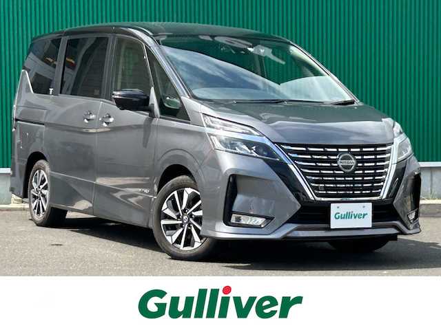 日産 セレナ ハイウェイスター V 宮城県 2020(令2)年 2.7万km ダークメタルグレー/ダイヤモンドブラック セーフティパックB/・プロパイロット/・SRSエアバッグ（サイド/カーテン）/・インテリジェントアラウンドビューモニター/・インテリジェントパーキングアシスト/・ふらつき警報/・電動パーキングブレーキ/・オートブレーキホールド/・ヒーター付ドアミラー/リアオートエアコン/3列目ヒーターダクト/＝＝＝/インテリジェントエマージェンシー/踏み間違い衝突防止アシスト/車線逸脱防止支援システム/車線逸脱警報/後側方衝突防止支援システム/後側方車両検知警報/後退時車両検知警報/標識検知機能/コーナーセンサー/フリップダウンモニター/純正10インチナビ/・CD/DVD/・Bluetooth/・フルセグTV/ビルトインETC/ドライブレコーダー/革巻きステアリング/LEDヘッドランプ/フォグランプ/オートライト/スマートキー＆プッシュスタート/電動格納ミラー/純正16インチAW/純正フロアマット