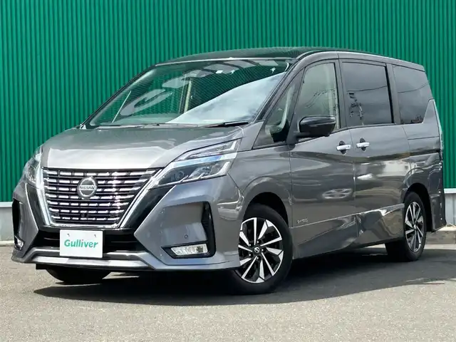 日産 セレナ ハイウェイスター V 宮城県 2020(令2)年 2.7万km ダークメタルグレー/ダイヤモンドブラック セーフティパックB/・プロパイロット/・SRSエアバッグ（サイド/カーテン）/・インテリジェントアラウンドビューモニター/・インテリジェントパーキングアシスト/・ふらつき警報/・電動パーキングブレーキ/・オートブレーキホールド/・ヒーター付ドアミラー/リアオートエアコン/3列目ヒーターダクト/＝＝＝/インテリジェントエマージェンシー/踏み間違い衝突防止アシスト/車線逸脱防止支援システム/車線逸脱警報/後側方衝突防止支援システム/後側方車両検知警報/後退時車両検知警報/標識検知機能/コーナーセンサー/フリップダウンモニター/純正10インチナビ/・CD/DVD/・Bluetooth/・フルセグTV/ビルトインETC/ドライブレコーダー/革巻きステアリング/LEDヘッドランプ/フォグランプ/オートライト/スマートキー＆プッシュスタート/電動格納ミラー/純正16インチAW/純正フロアマット