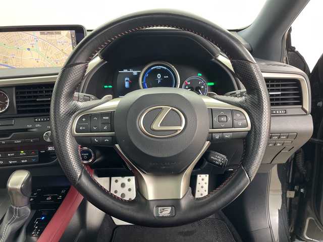 レクサス ＲＸ 450h Fスポーツ 道央・札幌 2015(平27)年 4.2万km グラファイトブラックガラスフレーク ４ＷＤ/純正ディスプレイオーディオ＆ナビＴＶ＆ＢＴ＆ＤＶＤ＆ＣＤ＆ＡｐｐｌｅＣａｒＰｌａｙ＆ＡｎｄｒｏｉｄＡｕｔｏ/バック＆左サイドカメラ/パノラマサンルーフ/赤革シート/全席シートヒーター/前席パワーシート＆ベンチレーション/純正ナビ/バックカメラ/フルセグTV/前後ドラレコ/レーダークルーズコントロール/ブラインドスポットモニター/レーンキーピングアシスト/プリクラッシュセーフティ/コーナーセンサー/パワーバックドア/電動リアシート(リクライニング調整)/ヘッドアップディスプレイ/スペアキー/純正ビルトインＥＴＣ