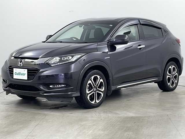 ホンダ ヴェゼル ハイブリッド Z ホンダセンシング 道央・札幌 2017(平29)年 5.8万km ルーセブラックM ・4WD/・寒冷地仕様/・純正ナビ&CD&DVD&SD&BT&フルセグ&USB/・バックカメラ/・ホンダセンシング/・レーダークルーズコントロール/・純正エンジンスターター/・コンフォートビューパッケージ/・ビルトインETC/・純正ドライブレコーダー/・前席シートヒーター/・ドアミラーヒーター/・LEDヘッドライト/・LEDフォグランプ/・スマートキー