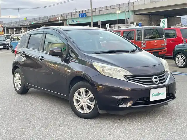 日産 ノート X DIG－S エマージェンシーB 石川県 2014(平26)年 6.5万km オーロラモーヴ エマージェンシーブレーキ/純正メモリーナビ/フルセグTV/アラウンドビューモニター/ETC/インテリキー/プッシュスタート/オートエアコン/保証書