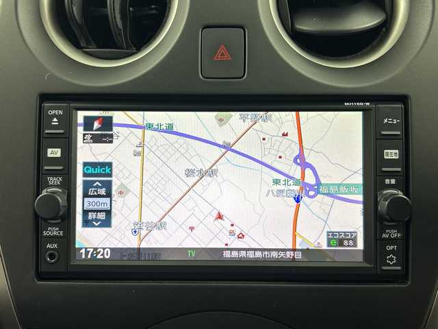 日産 ノート X 福島県 2016(平28)年 1.4万km シャイニングブルー /禁煙車//純正ナビ（MJ116D-W）//フルセグTV・Bluetooth//バックモニター//エマージェンシーブレーキ//ETC//レーンキープアシスト//電動格納ミラー//パワーウィンドウ//プッシュスタート//ドアバイザー