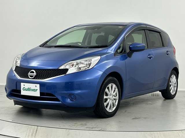 日産 ノート X 福島県 2016(平28)年 1.4万km シャイニングブルー /禁煙車//純正ナビ（MJ116D-W）//フルセグTV・Bluetooth//バックモニター//エマージェンシーブレーキ//ETC//レーンキープアシスト//電動格納ミラー//パワーウィンドウ//プッシュスタート//ドアバイザー