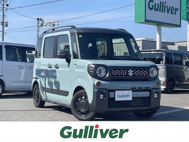 スズキ スペーシア ギア HYBRID XZターボ 青森県 2021(令3)年 2.4万km オフブルーメタリック/ガンメタリック2トーンルーフ 4WD/社外ナビ/地デジTV/CD/BT/両側パワースライドドア/バックカメラ/クリアランスソナー/衝突被害軽減システム/キープレーン/アイドリングストップ/オートライト/ルーフレール/LEDヘッドライト/前席シートヒーター