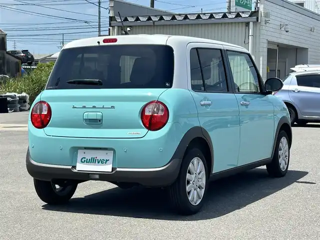 スズキ ラパン X 山形県 2022(令4)年 0.4万km フレンチミントパールメタリック 4WD/スズキセーフティサポート/HIDオートヘッドライト/シートヒーター/純正14インチアルミホイール/アイドリングストップ/コーナーセンサー/ステアリングスイッチ/革巻きステアリング/電動格納ウィンカーミラー/ミラーヒーター/スマートキー×2